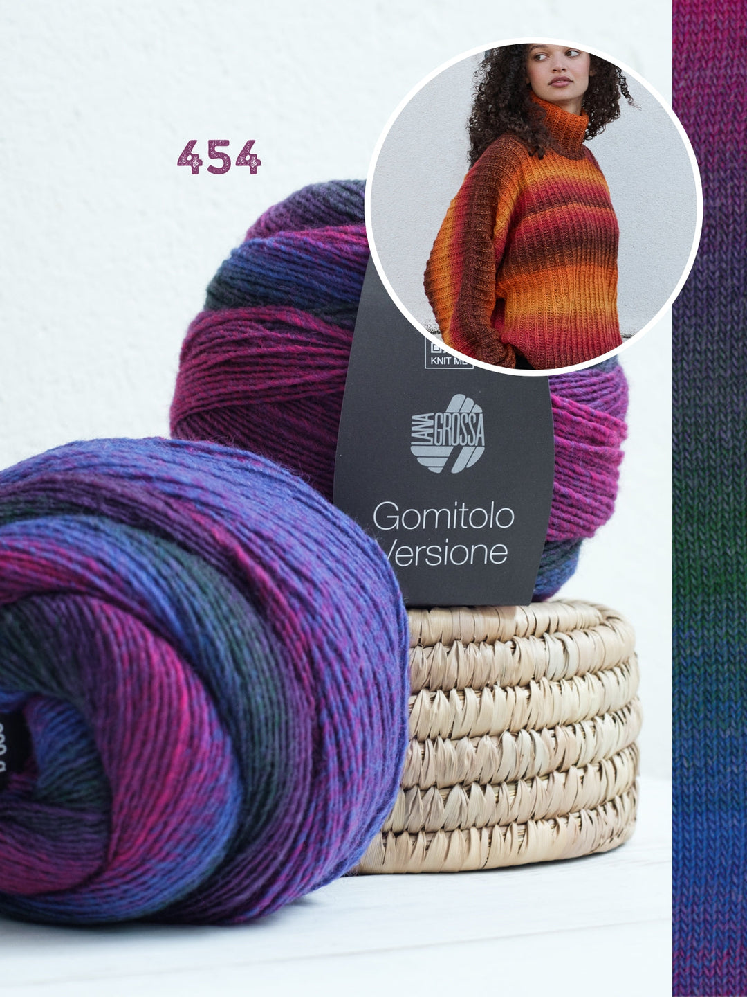 Strickpaket Gomitolo Versione Top-down Pullover mit Fledermausärmeln