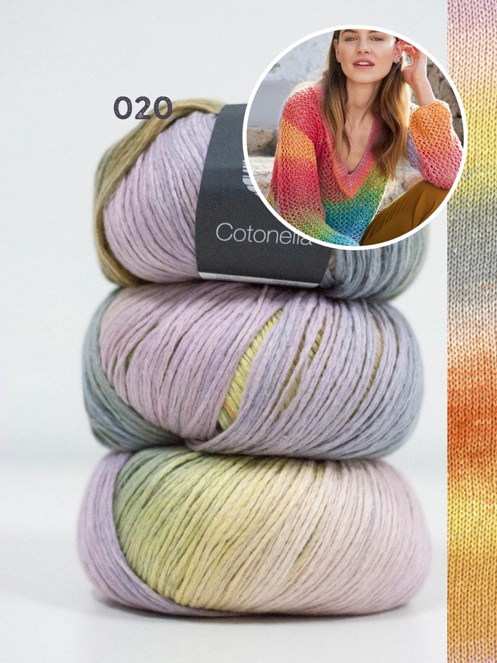 Strickpaket Cotonella Pullover mit Ajourmuster