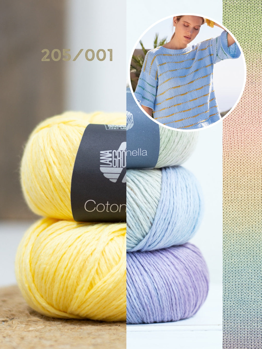 Strickpaket Cotonella Shirt mit Streifen Top Down