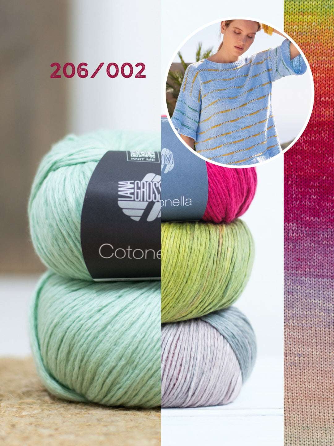 Strickpaket Cotonella Shirt mit Streifen Top Down