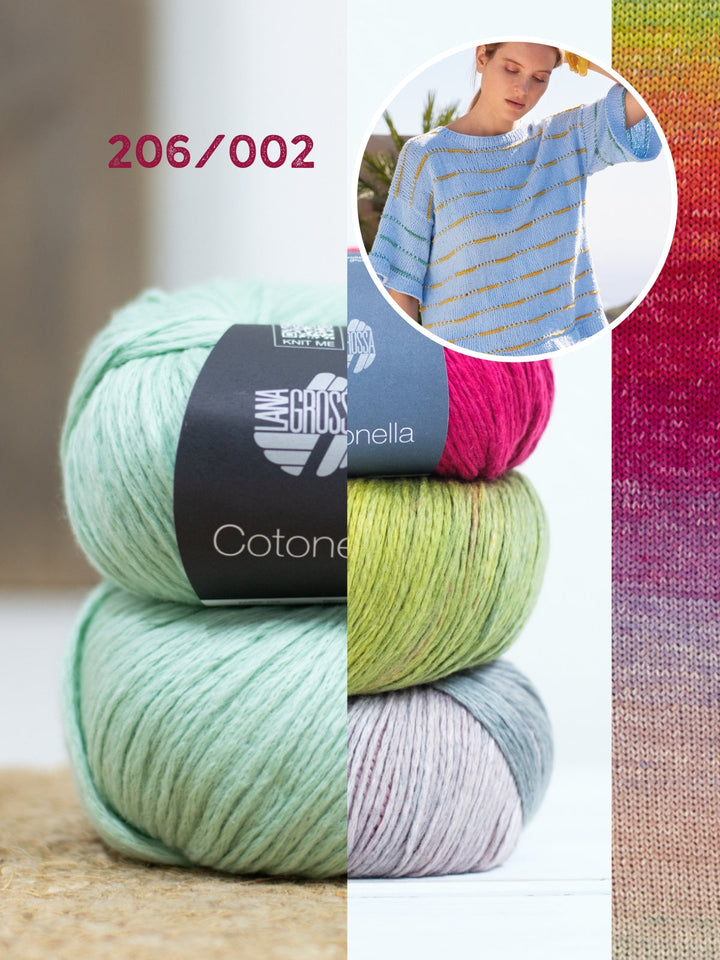 Strickpaket Cotonella Shirt mit Streifen Top Down