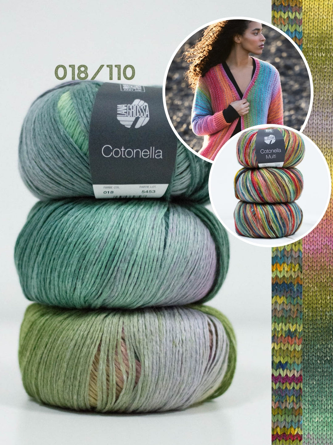 Strickpaket Cotonella & Cotonella Multi Jacke mit Karomuster