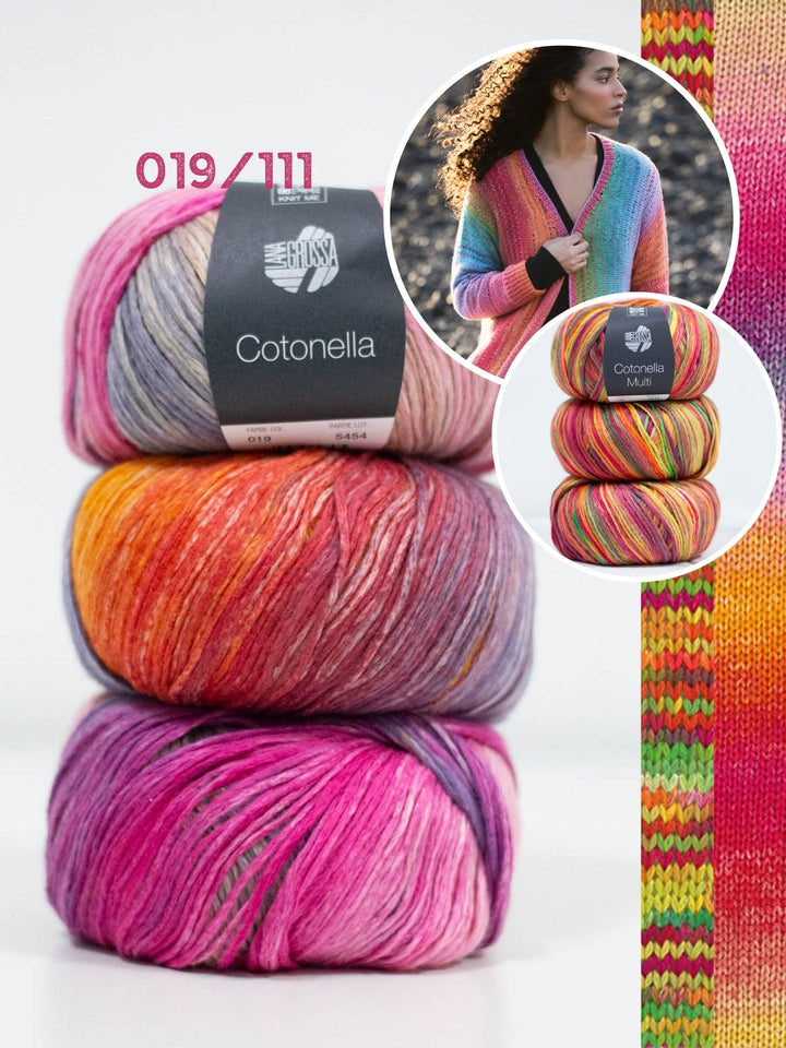 Strickpaket Cotonella & Cotonella Multi Jacke mit Karomuster