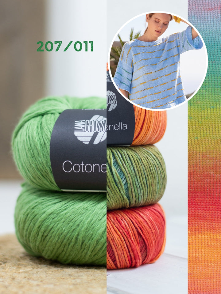 Strickpaket Cotonella Shirt mit Streifen Top Down