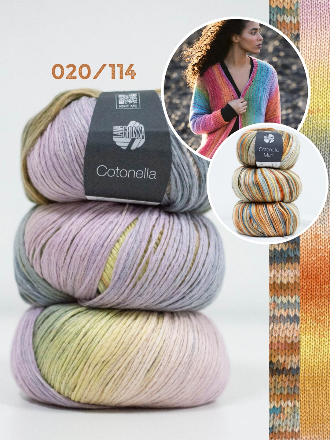 Strickpaket Cotonella & Cotonella Multi Jacke mit Karomuster