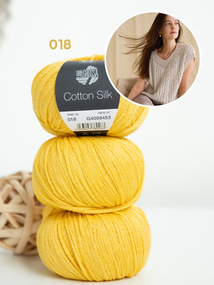 Strickpaket Cotton Silk Top mit Zöpfen