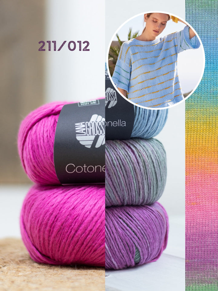 Strickpaket Cotonella Shirt mit Streifen Top Down