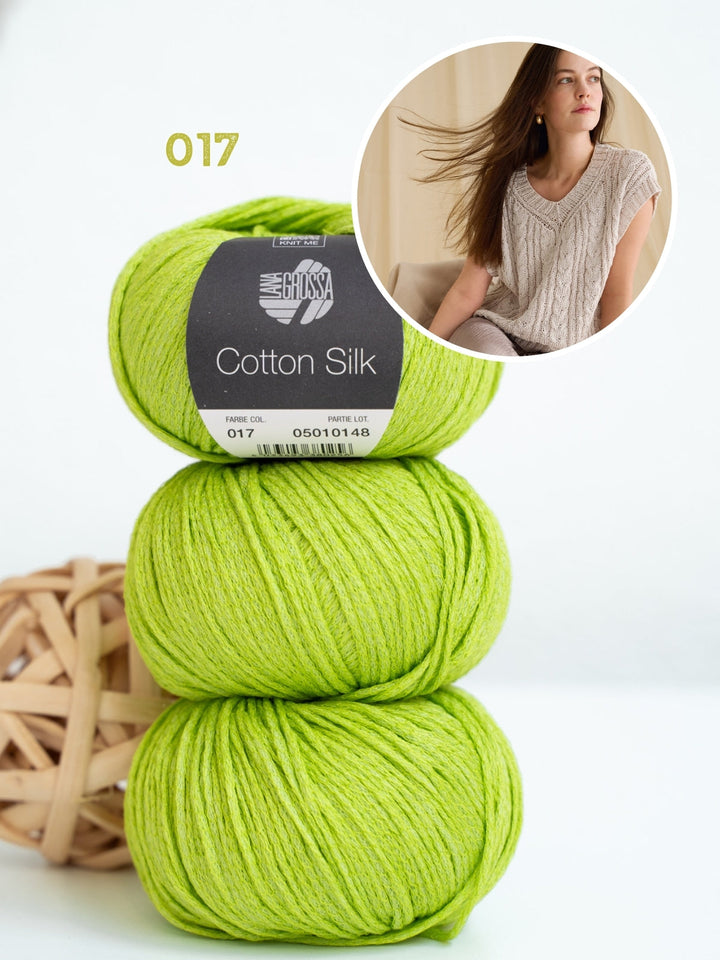 Strickpaket Cotton Silk Top mit Zöpfen