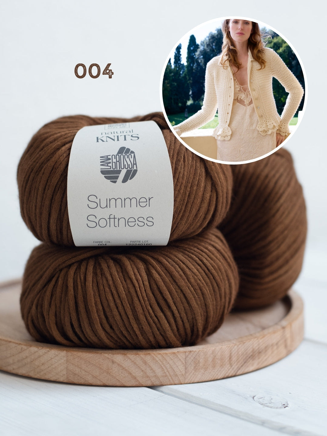 Strickpaket Summer Softness Jacke mit Häkelrüschen