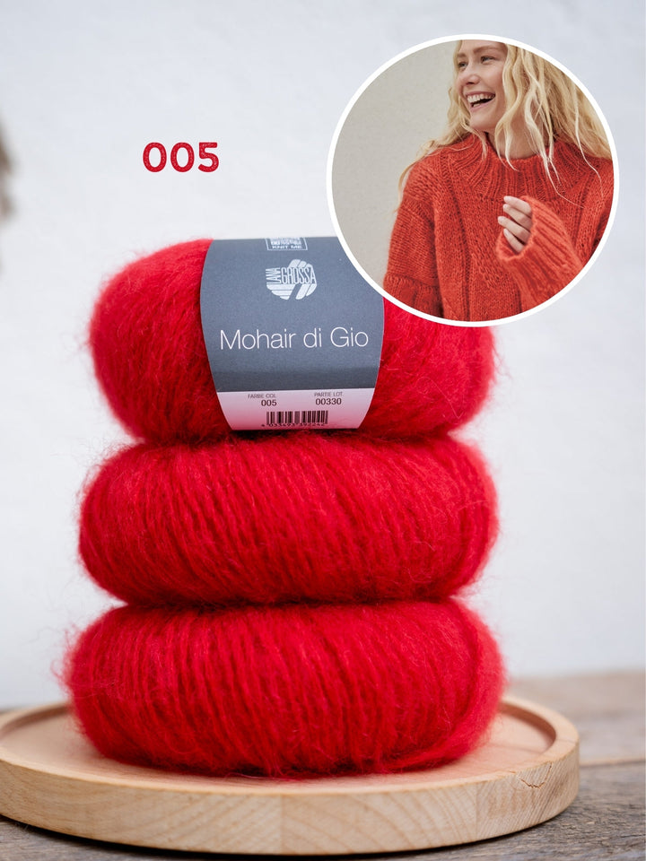 Strickpaket Mohair Di Gio Oversized Pullover mit Zöpfen – top-down