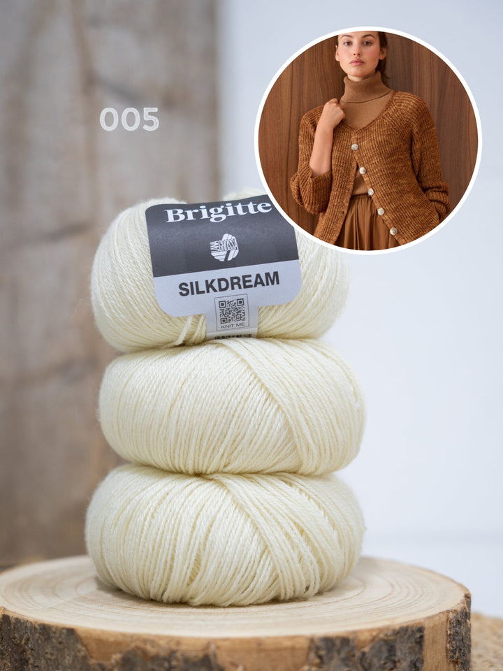 Strickpaket Brigitte Silkdream Jacke im Halbpatentmuster