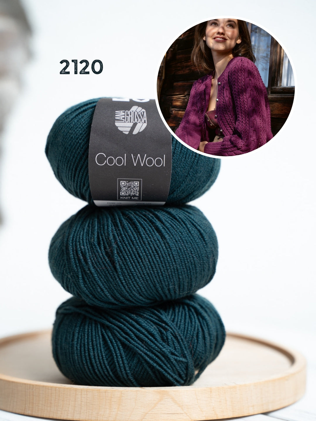 Strickpaket Cool Wool Jacke im Zopf-lochmuster