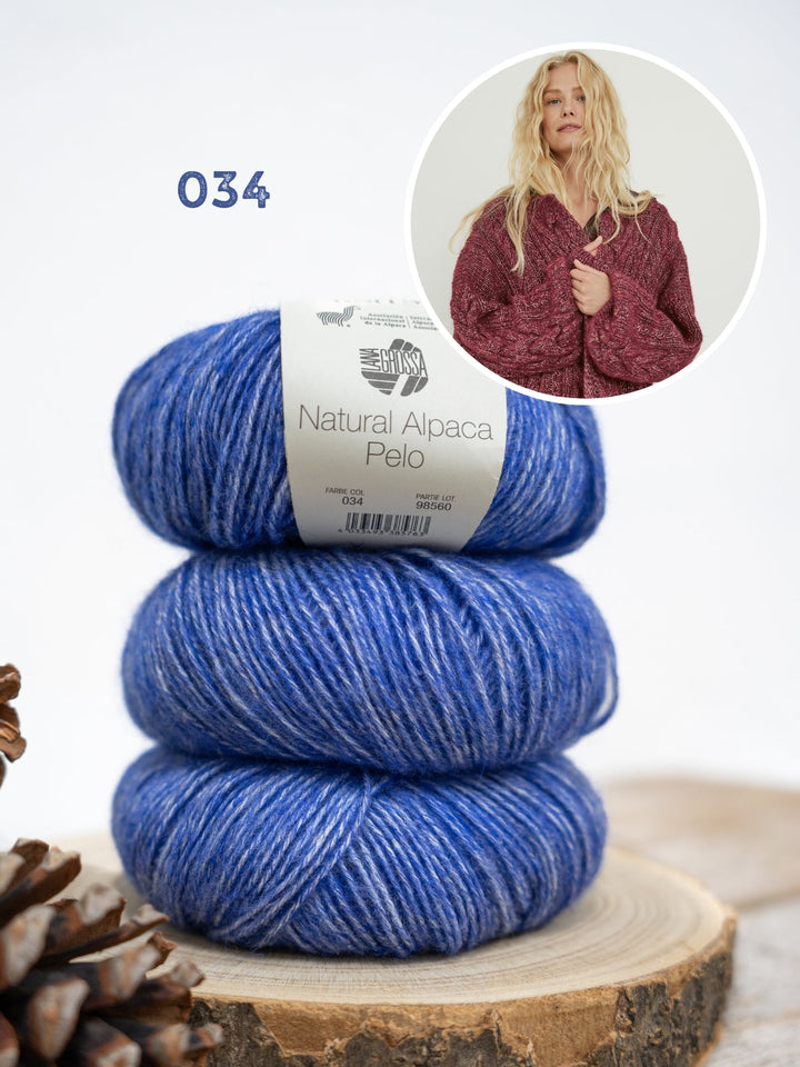 Strickpaket Natural Alpaca Pelo Zopfmusterjacke – Top-down