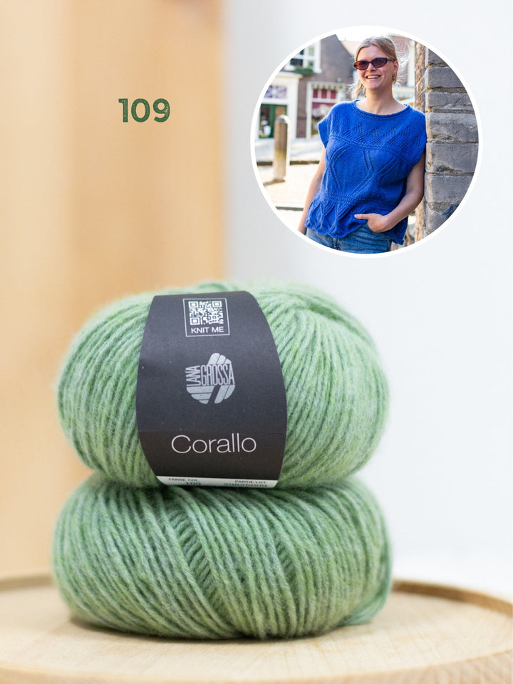 Strickpaket Meadow Ajour Top - Corallo Uni