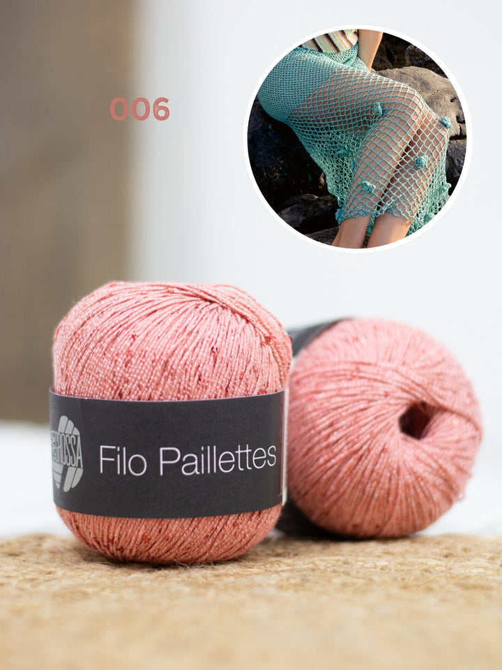 Häkelpaket Filo Paillettes Rock mit Blüten