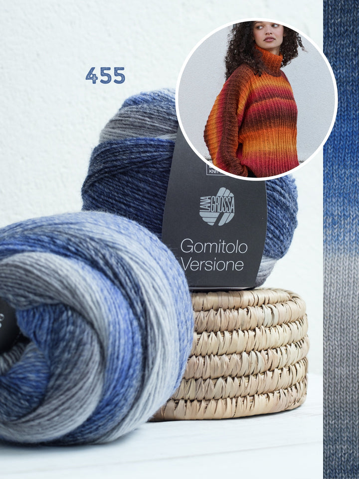Strickpaket Gomitolo Versione Top-down Pullover mit Fledermausärmeln