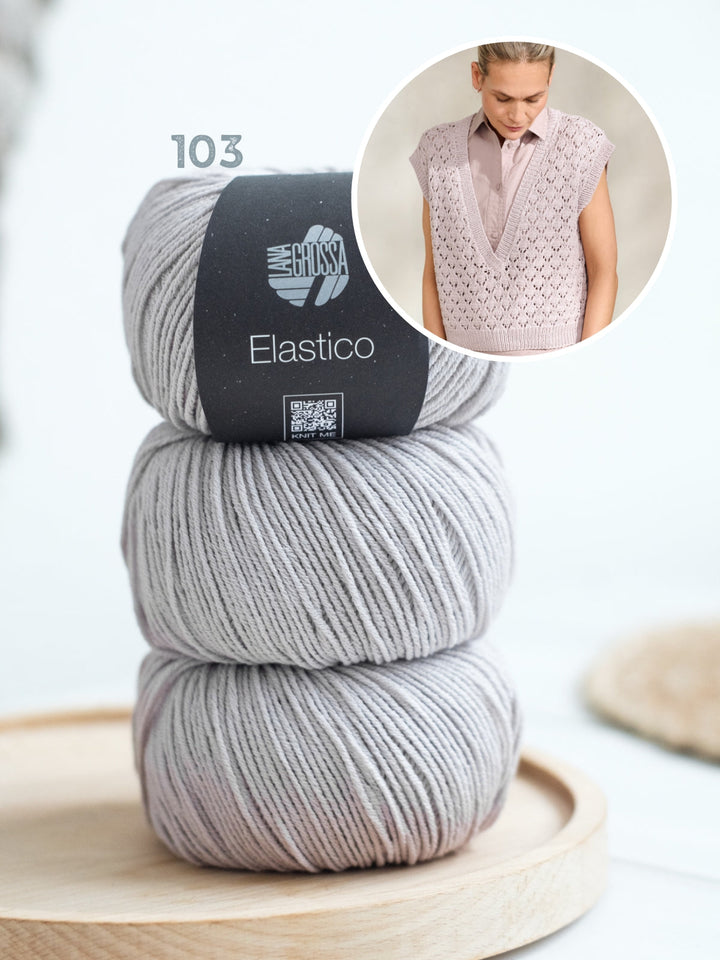 Strickpaket Elastico Pullunder mit V-Ausschnitt