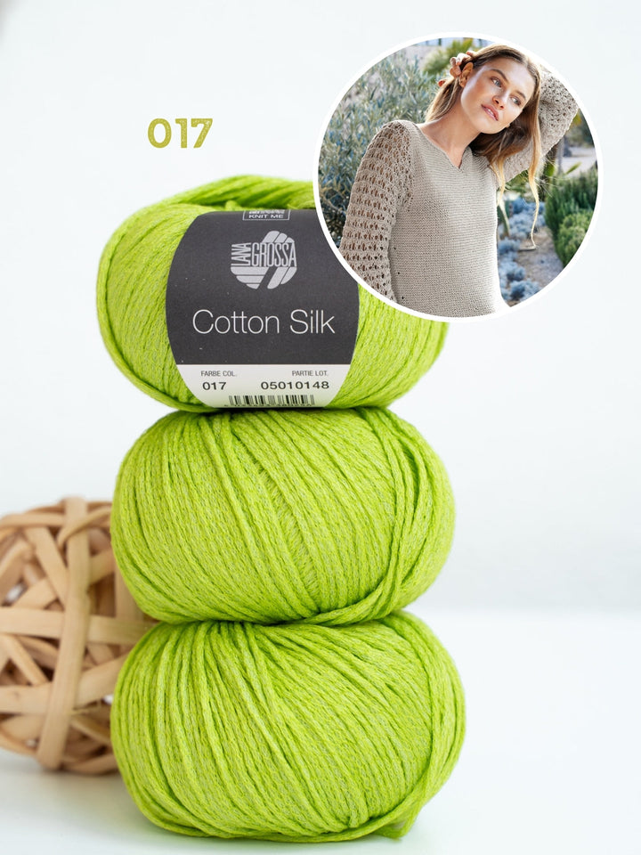Strickpaket Cotton Silk Pullover mit Ajourärmeln