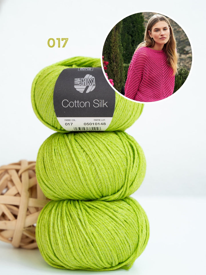 Strickpaket Cotton Silk Pullover mit Fischgrätmuster