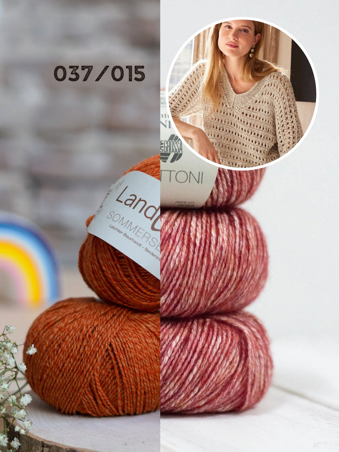 Strickpaket Landlust Sommerseide Bottoni Ajourpullover