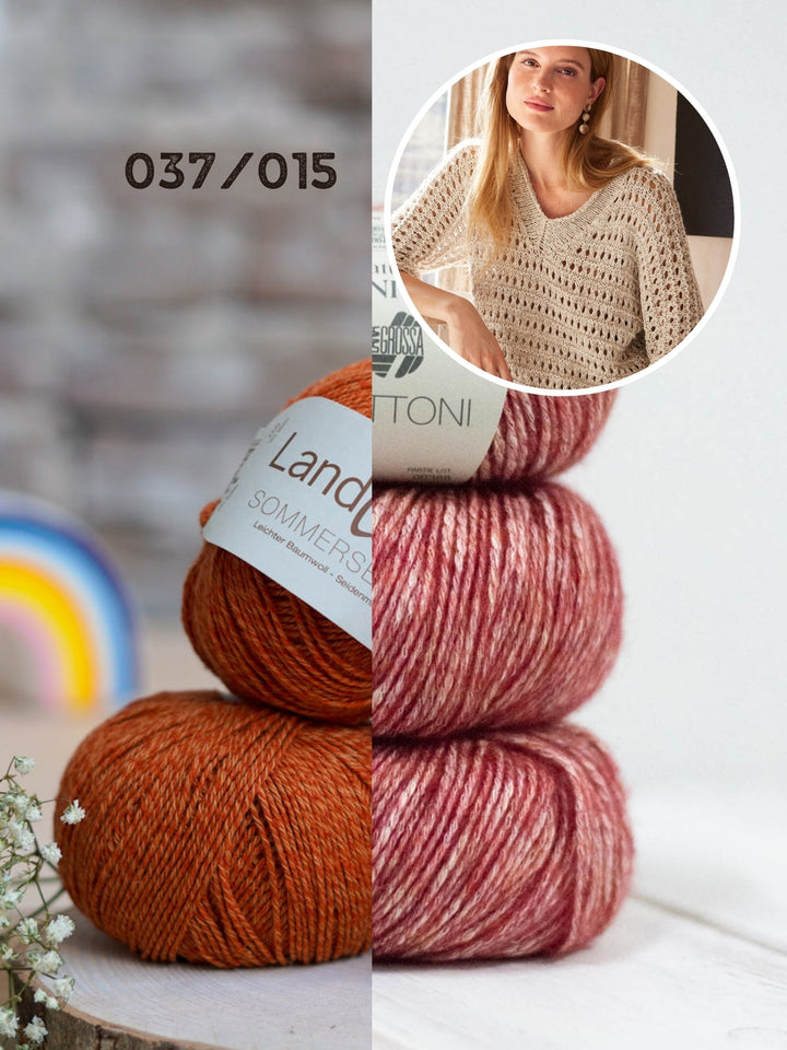 Strickpaket Landlust Sommerseide Bottoni Ajourpullover