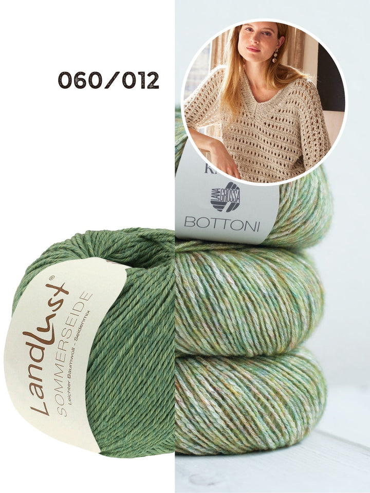 Strickpaket Landlust Sommerseide Bottoni Ajourpullover