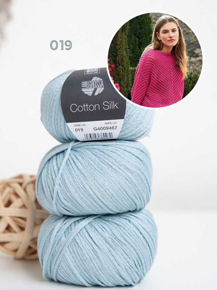 Strickpaket Cotton Silk Pullover mit Fischgrätmuster