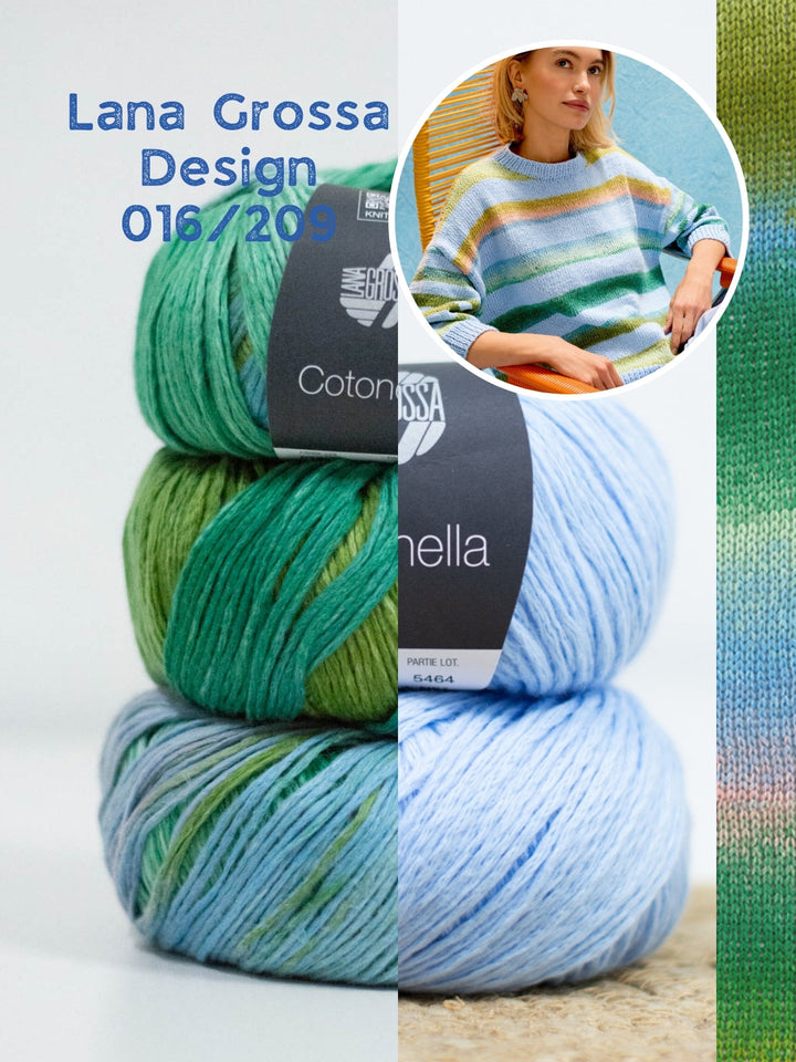 Strickpaket Cotonella Streifenpullover mit 3/4 Ärmeln