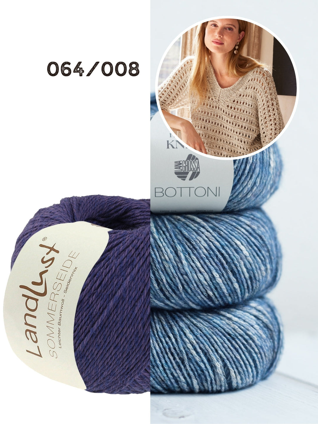 Strickpaket Landlust Sommerseide Bottoni Ajourpullover