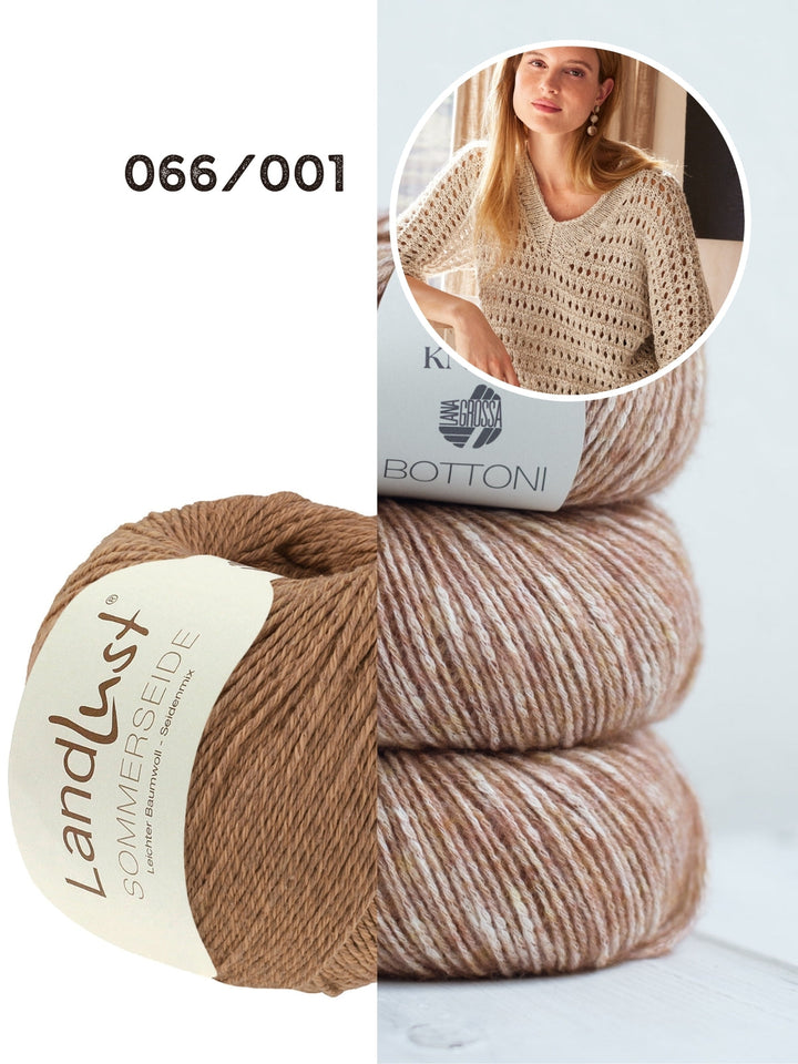 Strickpaket Landlust Sommerseide Bottoni Ajourpullover