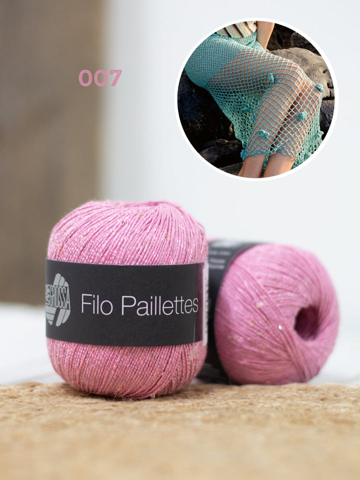Häkelpaket Filo Paillettes Rock mit Blüten