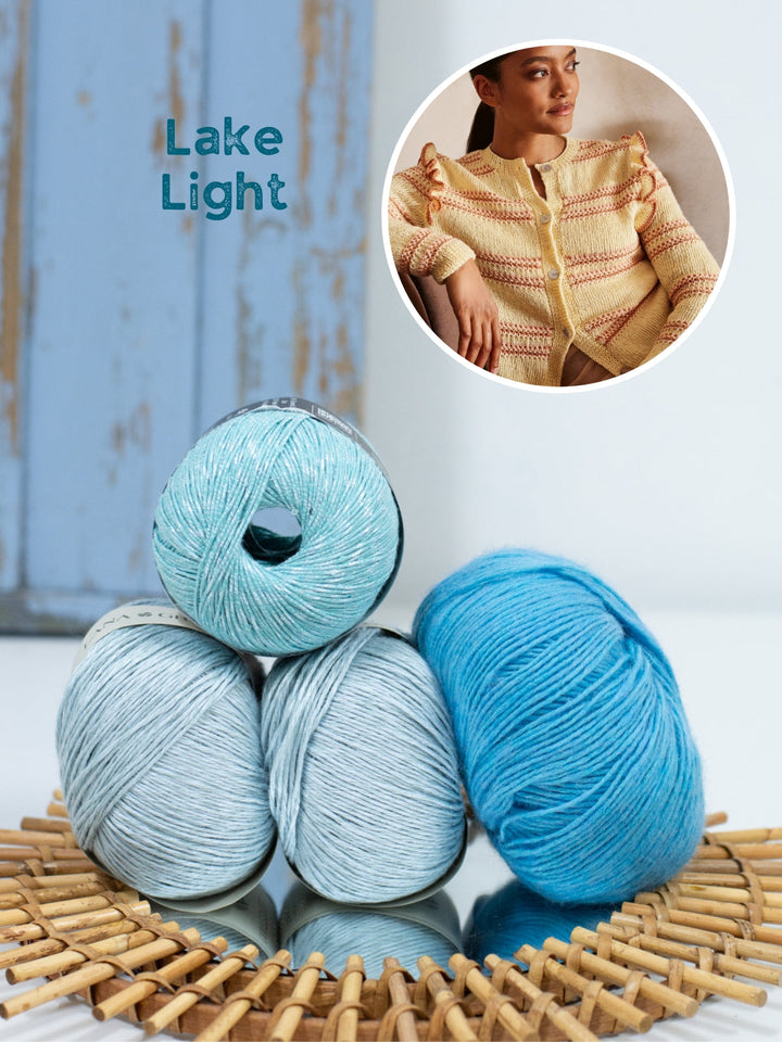 Strickpaket Tencellino Filo Paillettes Ecopuno Jacke mit Rüschen