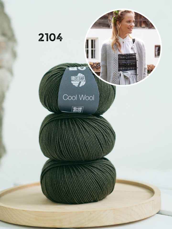 Strickpaket Cool Wool Jacke mit Zöpfe