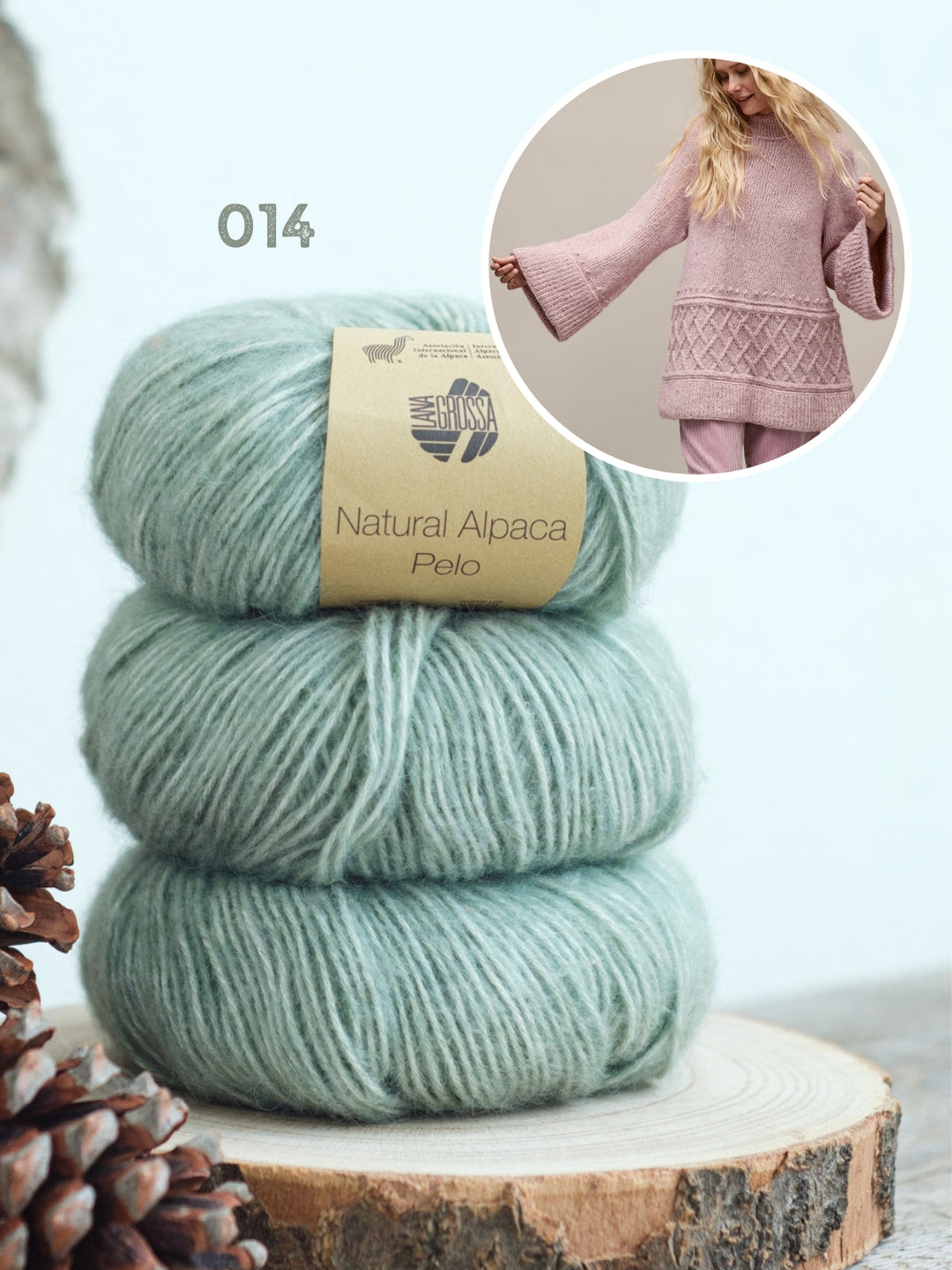 Strickpaket Natural Alpaca Pelo langer Pullover – Top-down