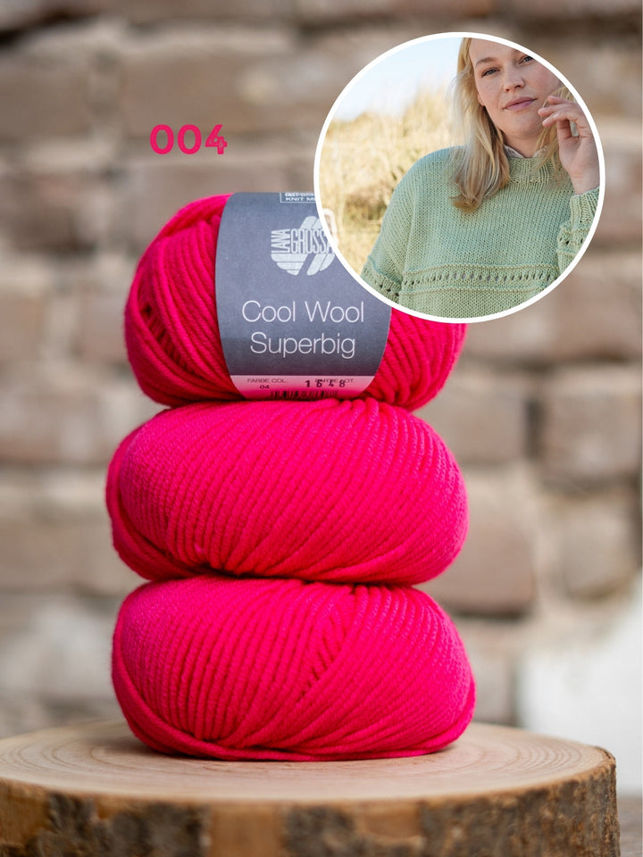 Strickpaket Cool Wool Superbig Pullover mit Strukturstreifen
