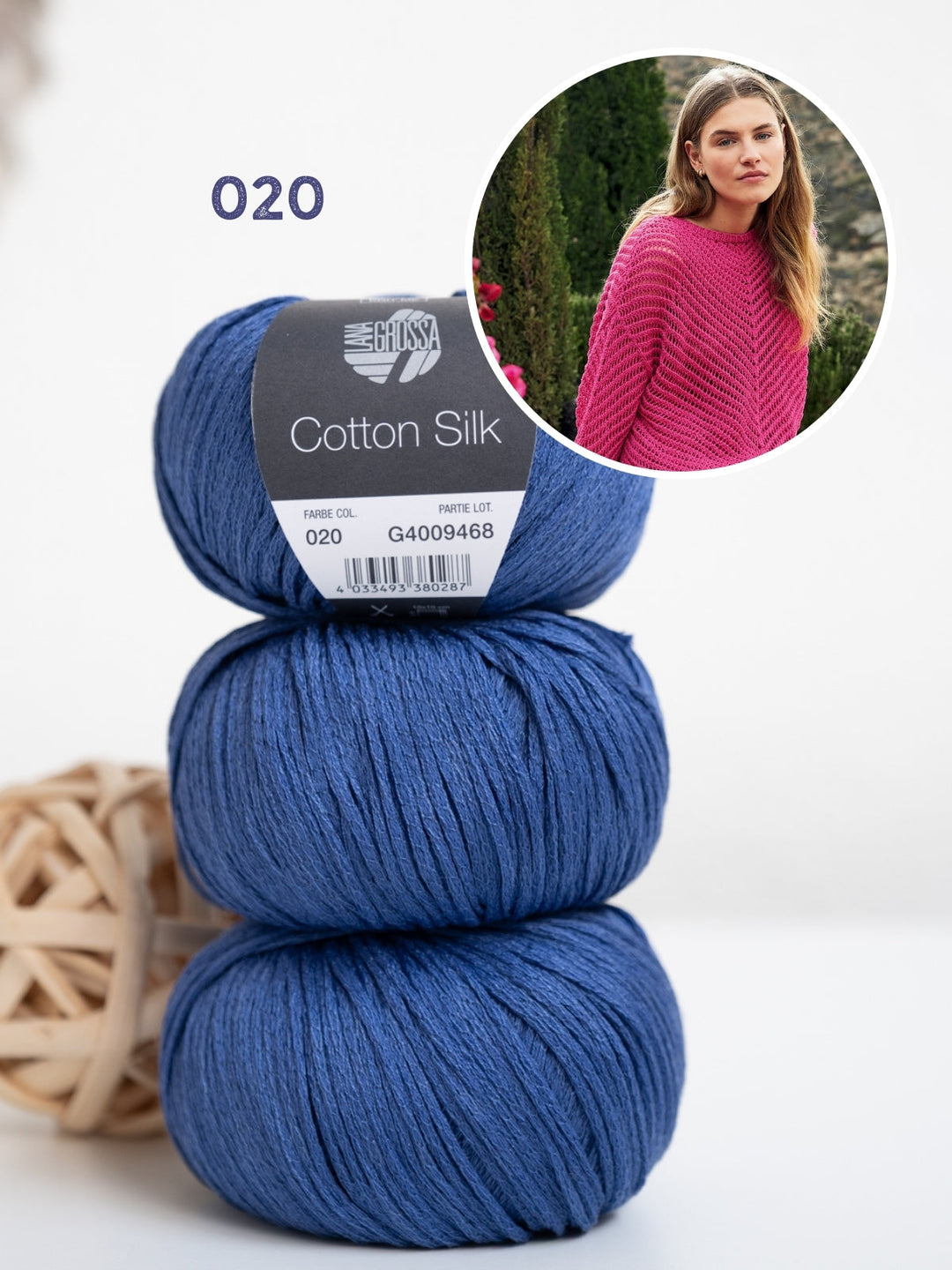 Strickpaket Cotton Silk Pullover mit Fischgrätmuster