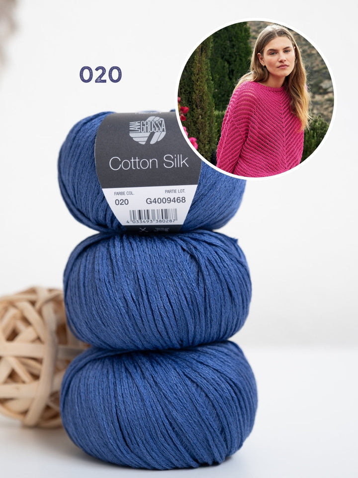 Strickpaket Cotton Silk Pullover mit Fischgrätmuster