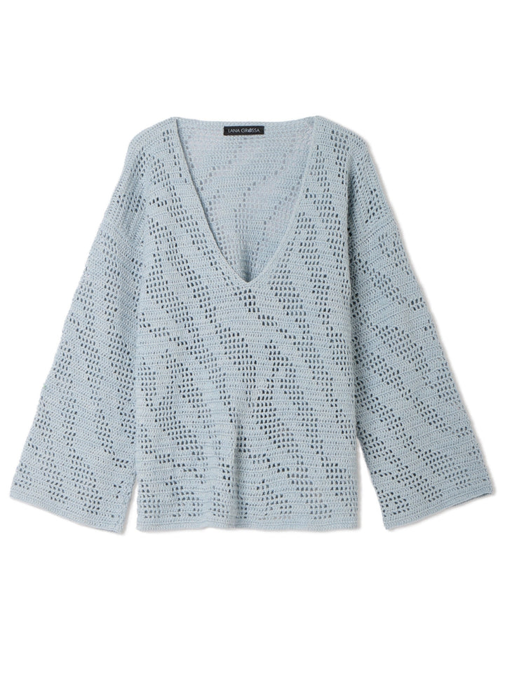 Häkelpaket Summer Cashmere V-Pulli im Zebramuster