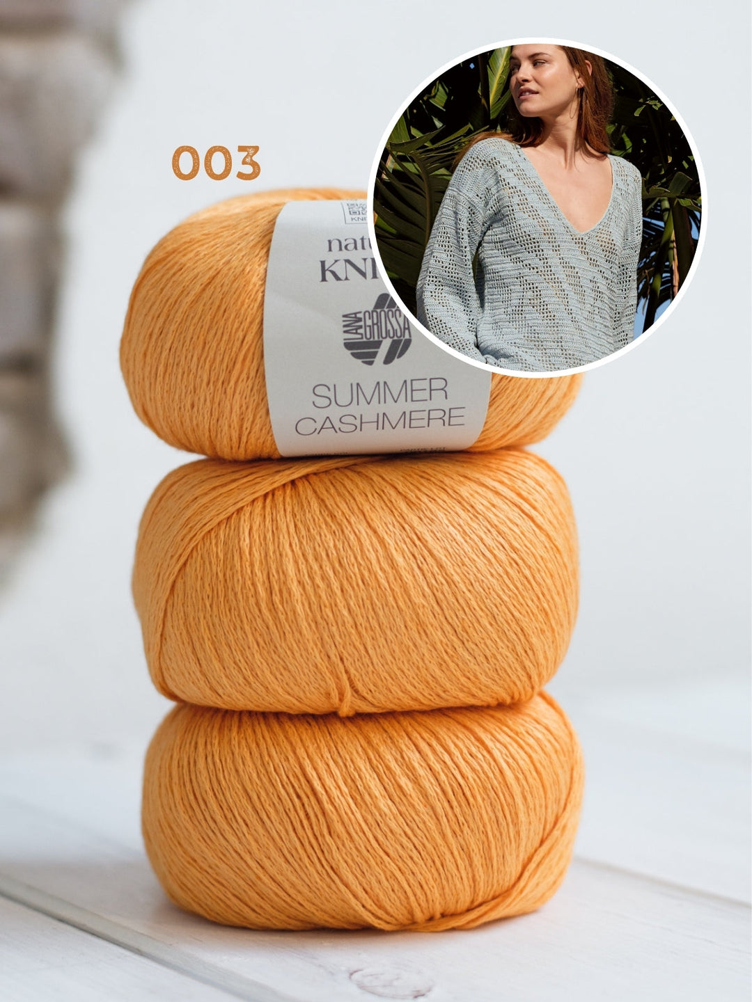 Häkelpaket Summer Cashmere V-Pulli im Zebramuster