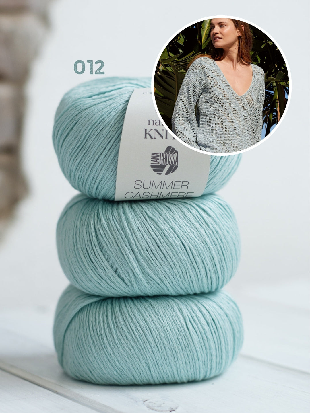 Häkelpaket Summer Cashmere V-Pulli im Zebramuster