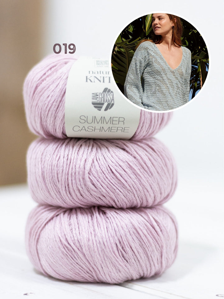 Häkelpaket Summer Cashmere V-Pulli im Zebramuster