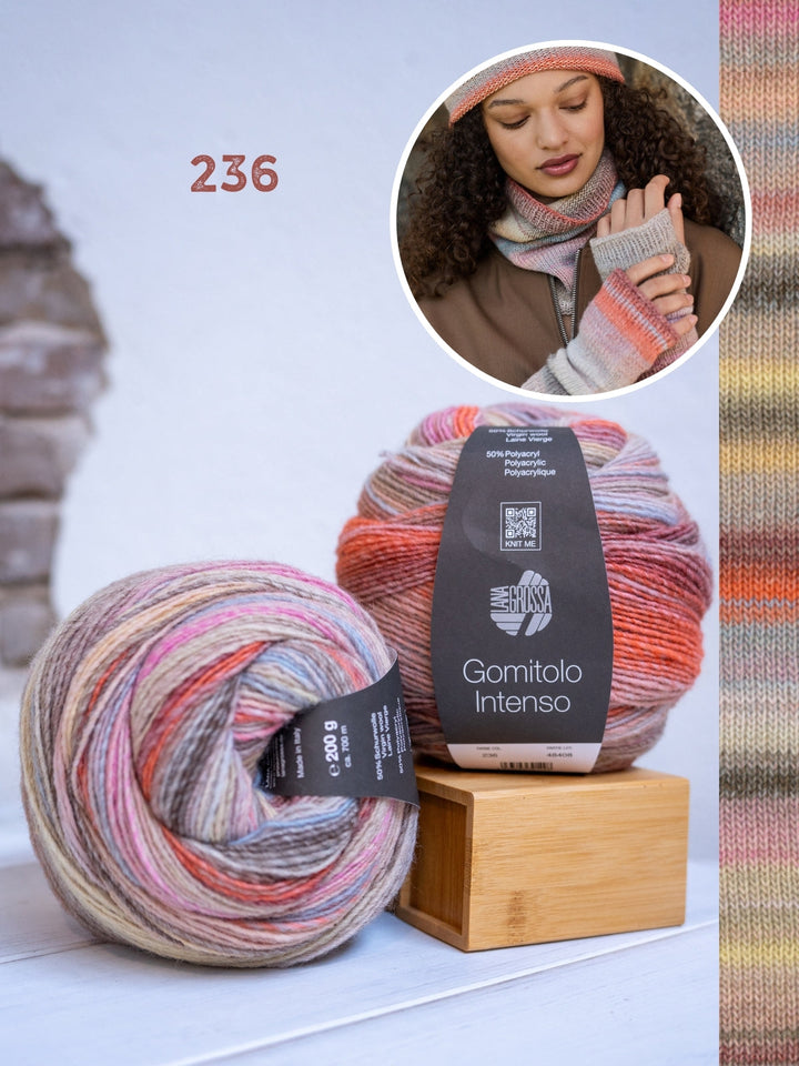 Strickpaket Gomitolo Intenso Set: Kragen, Handschuhe & Mütze