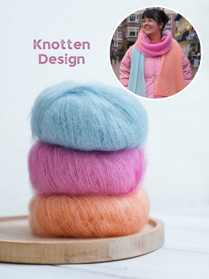 Strickpaket Silkhair Schal im Patentmuster