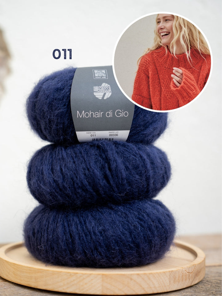 Strickpaket Mohair Di Gio Oversized Pullover mit Zöpfen – top-down