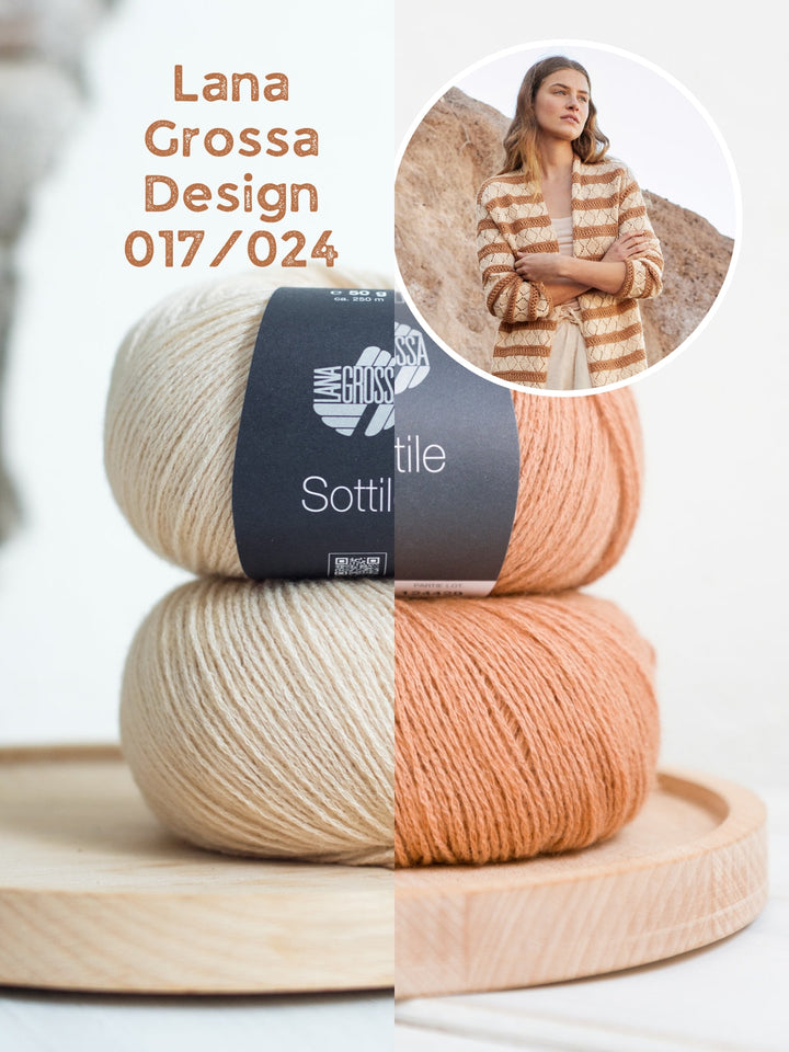 Strickpaket Sottile Gestreifte Jacke mit Fransen