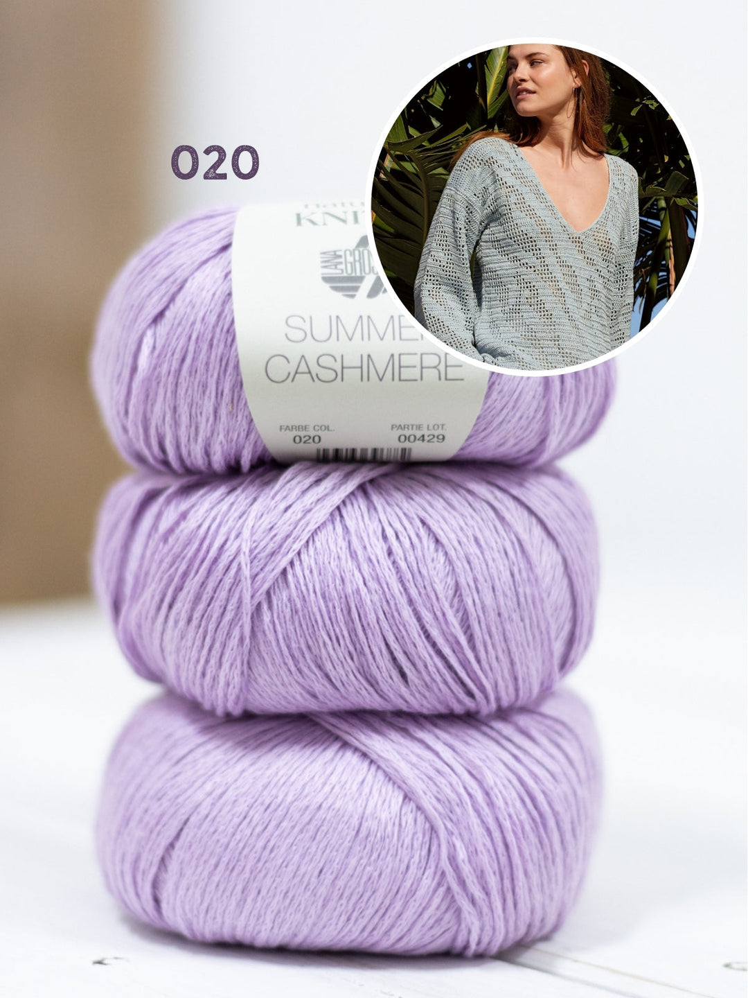 Häkelpaket Summer Cashmere V-Pulli im Zebramuster