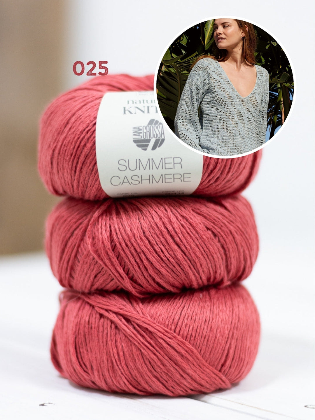 Häkelpaket Summer Cashmere V-Pulli im Zebramuster