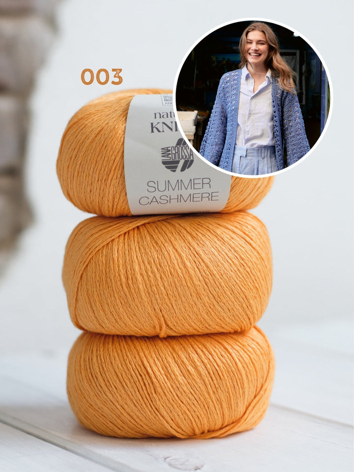 Häkelpaket Summer Cashmere Cardigan im Fächermuster
