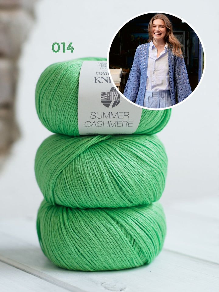 Häkelpaket Summer Cashmere Cardigan im Fächermuster