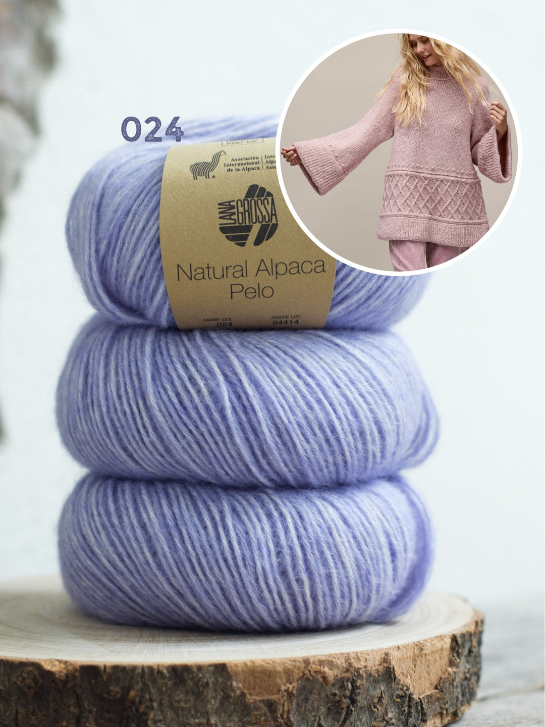 Strickpaket Natural Alpaca Pelo langer Pullover – Top-down